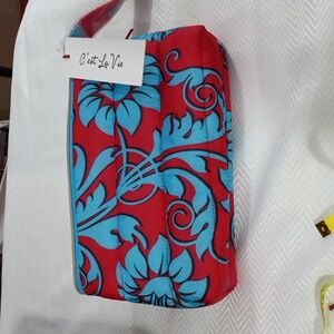 Red and Blue Floral Cosmetic Bag Eco